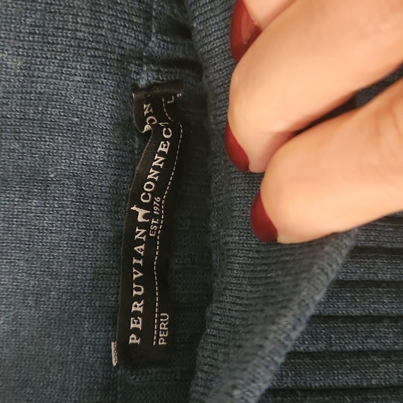 SET! Peruvian Connection Heathered Teal Ribbed Dorsay(?) Skirt (L) & Top (XL) - Picture 6 of 6